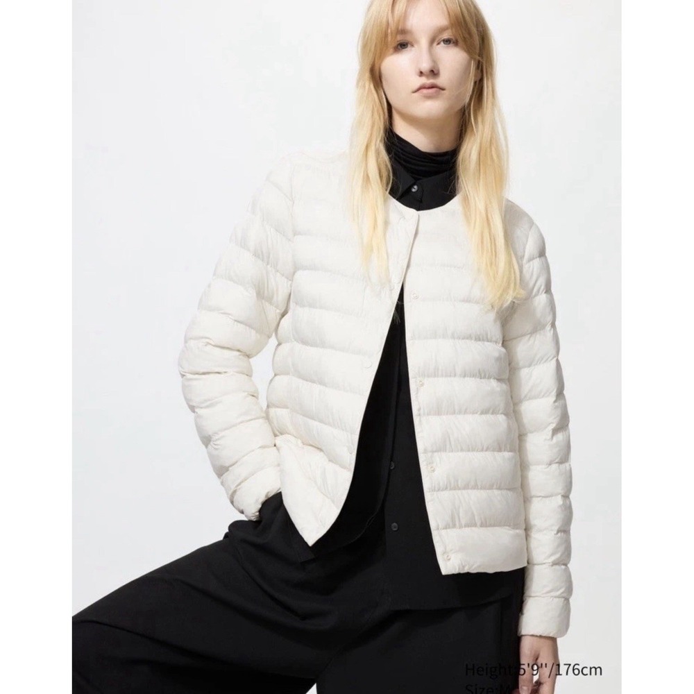 Uniqlo Pufftech Compact Jacket Womens M Off White Packable Puffer Quilted